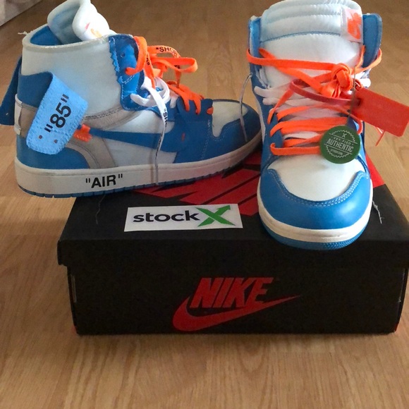 blue and orange off white jordans